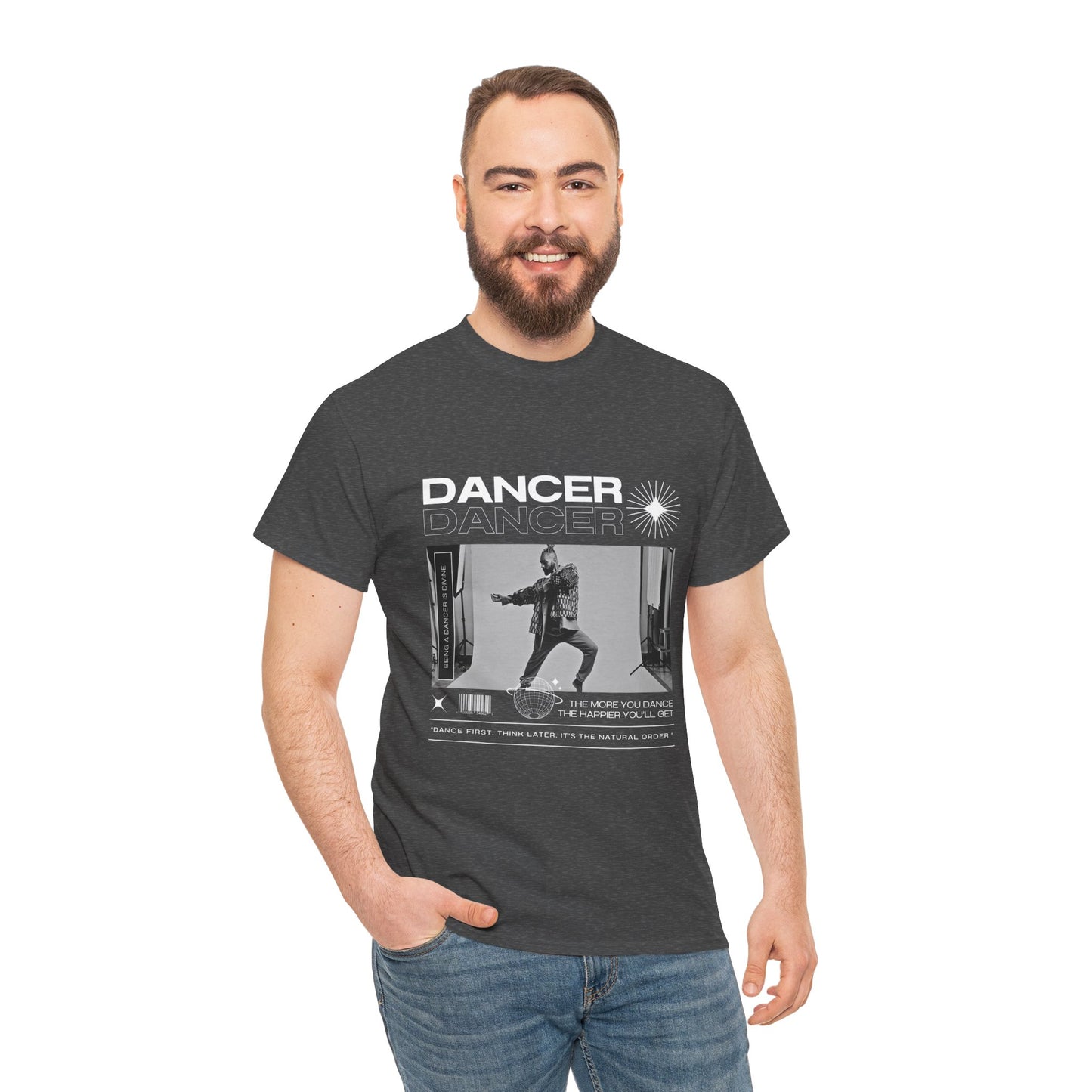 "Dancer "Jazz Pose Unisex Heavy Cotton Tee – Streetwear-Inspired Jazz Dance Graphic T-Shirt for Performers