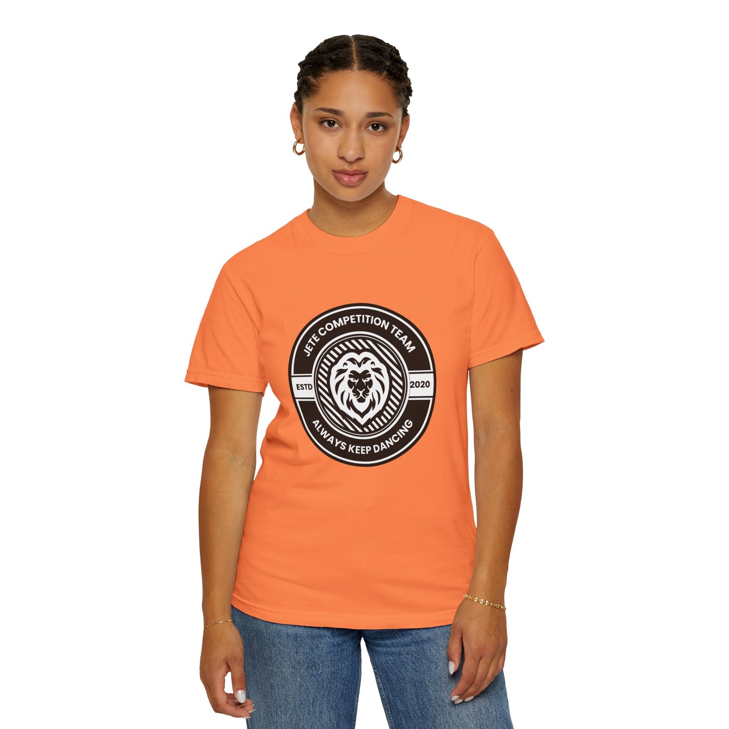 "Jeté Competition Team,  Always Keep Dancing" Unisex Garment-Dyed T-Shirt – Collegiate-Style Dance Graphic Tee – Shirt for Dancers & Teams