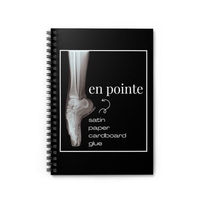 “I Dance En Pointe” Spiral Notebook with X-Ray Ballet Foot Graphic – Personalized Dance Notebook with Custom Name or Studio Option