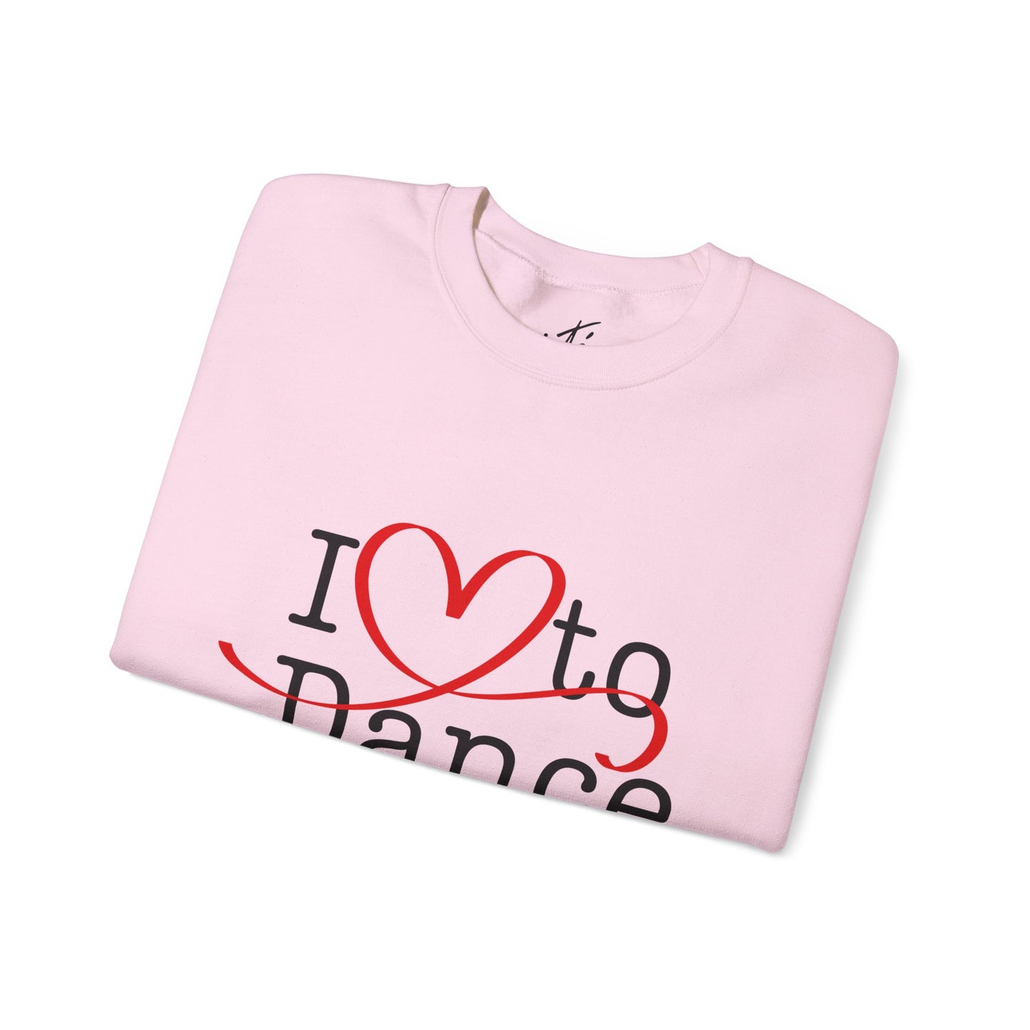 "I Love to Dance" Unisex Crewneck Sweatshirt – Dance Lover Gift with Hand-Drawn Heart Graphic