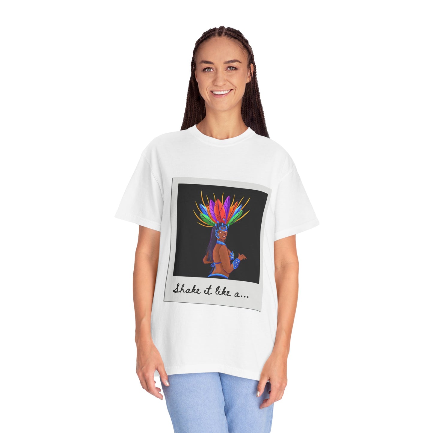 "Shake It Like a Samba Star" Unisex Garment-Dyed Dance T-Shirt – Bold Carnival-Inspired Graphic Tee for Dancers