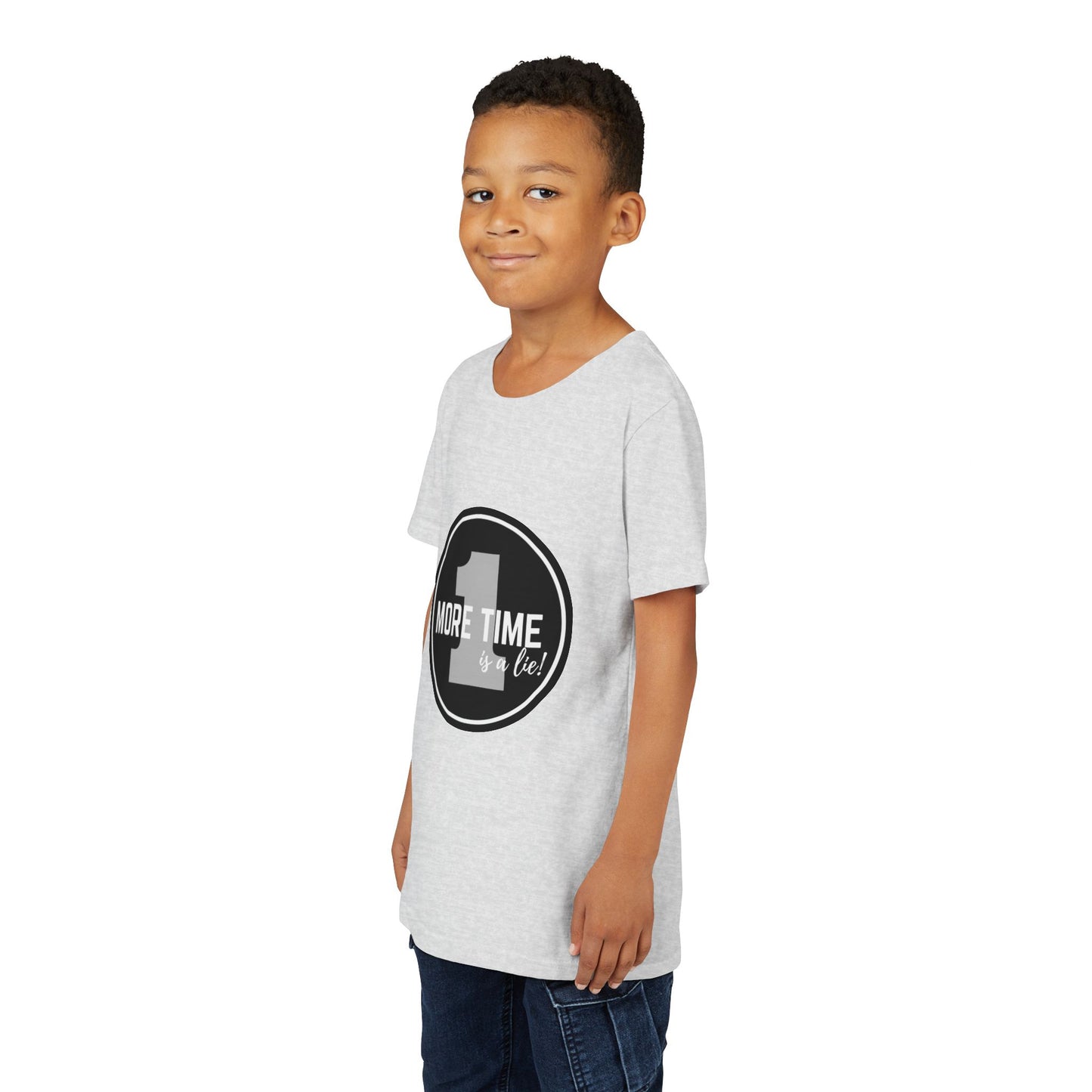 “One More Time is a Lie” Bold Emblem Dancer Graphic T-Shirt for Kids – Funny Dance Rehearsal Shirt - Youth Dance Tee