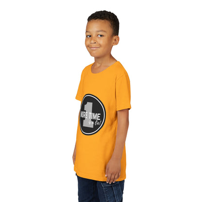 “One More Time is a Lie” Bold Emblem Dancer Graphic T-Shirt for Kids – Funny Dance Rehearsal Shirt - Youth Dance Tee