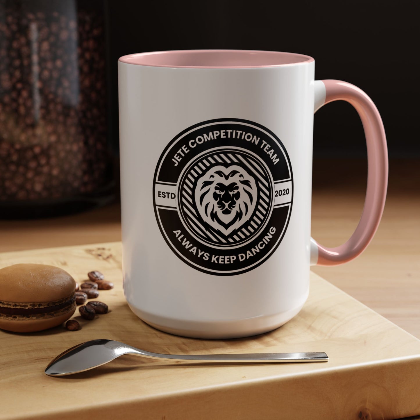 "Jeté Competition Team – Always Keep Dancing" Accent Coffee Mug – Collegiate Style Ceramic Mug for Dancers and Studio Teams