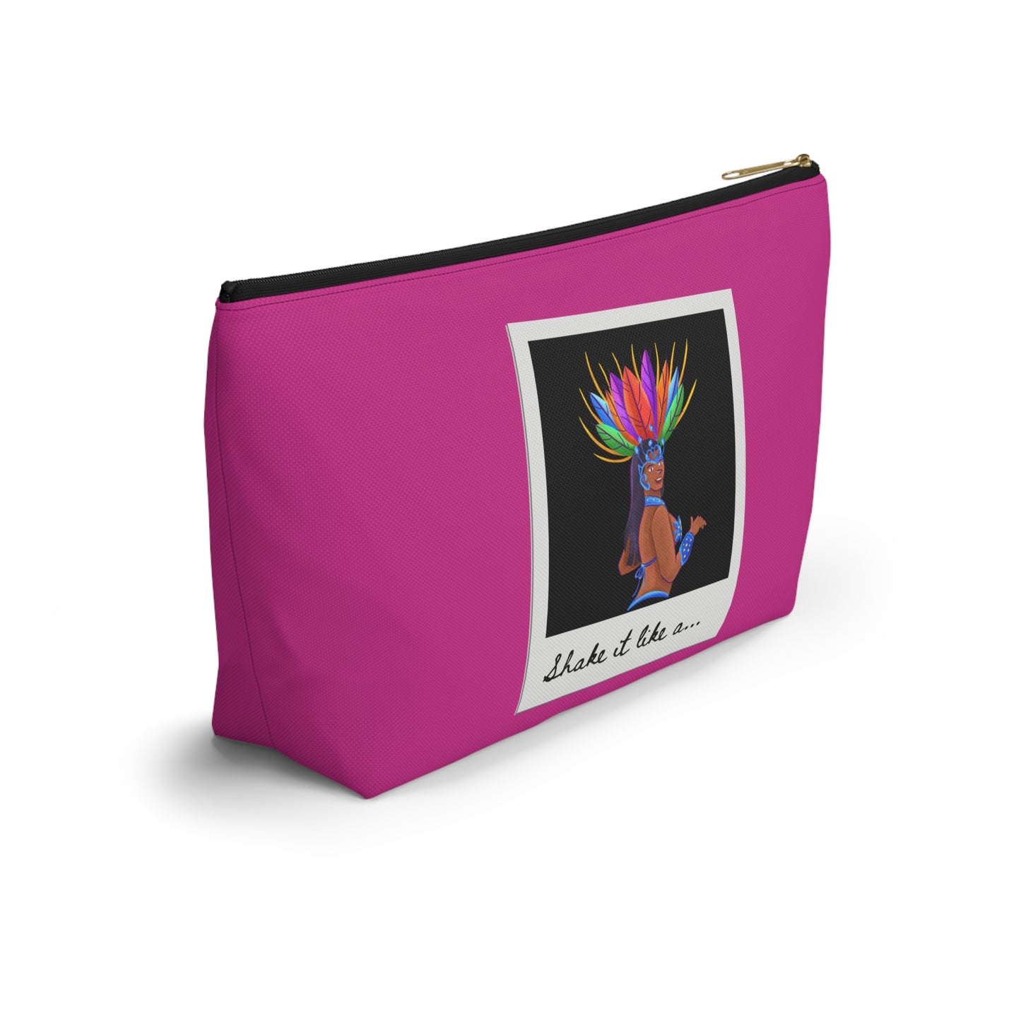 "Shake It Like a..." Makeup Bag – Carnival-Inspired Samba Dancer Graphic – Fun Dance-Themed Zipper Pouch for Cosmetics, Travel & Accessories