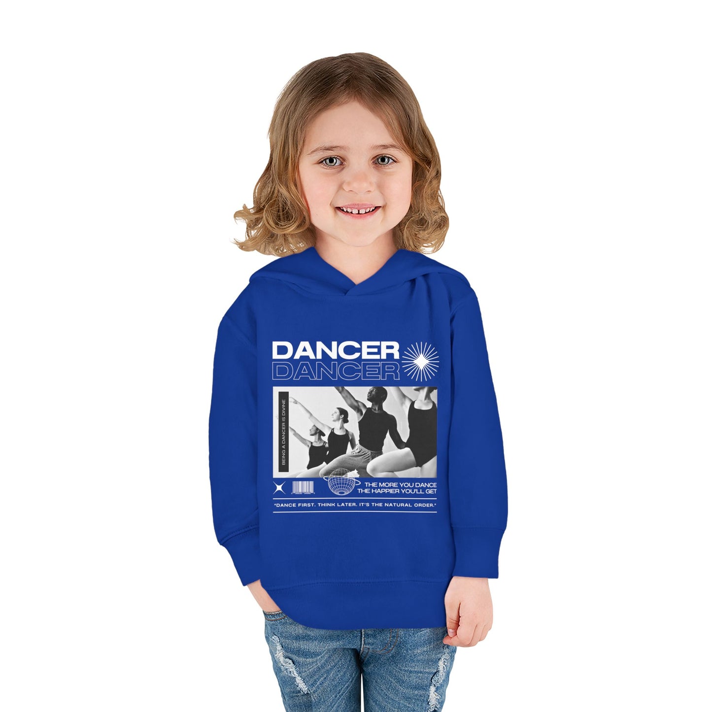 “Dancer” Toddler Pullover Hoodie – Streetwear-Inspired Ballet Barre Graphic Sweatshirt for Kids