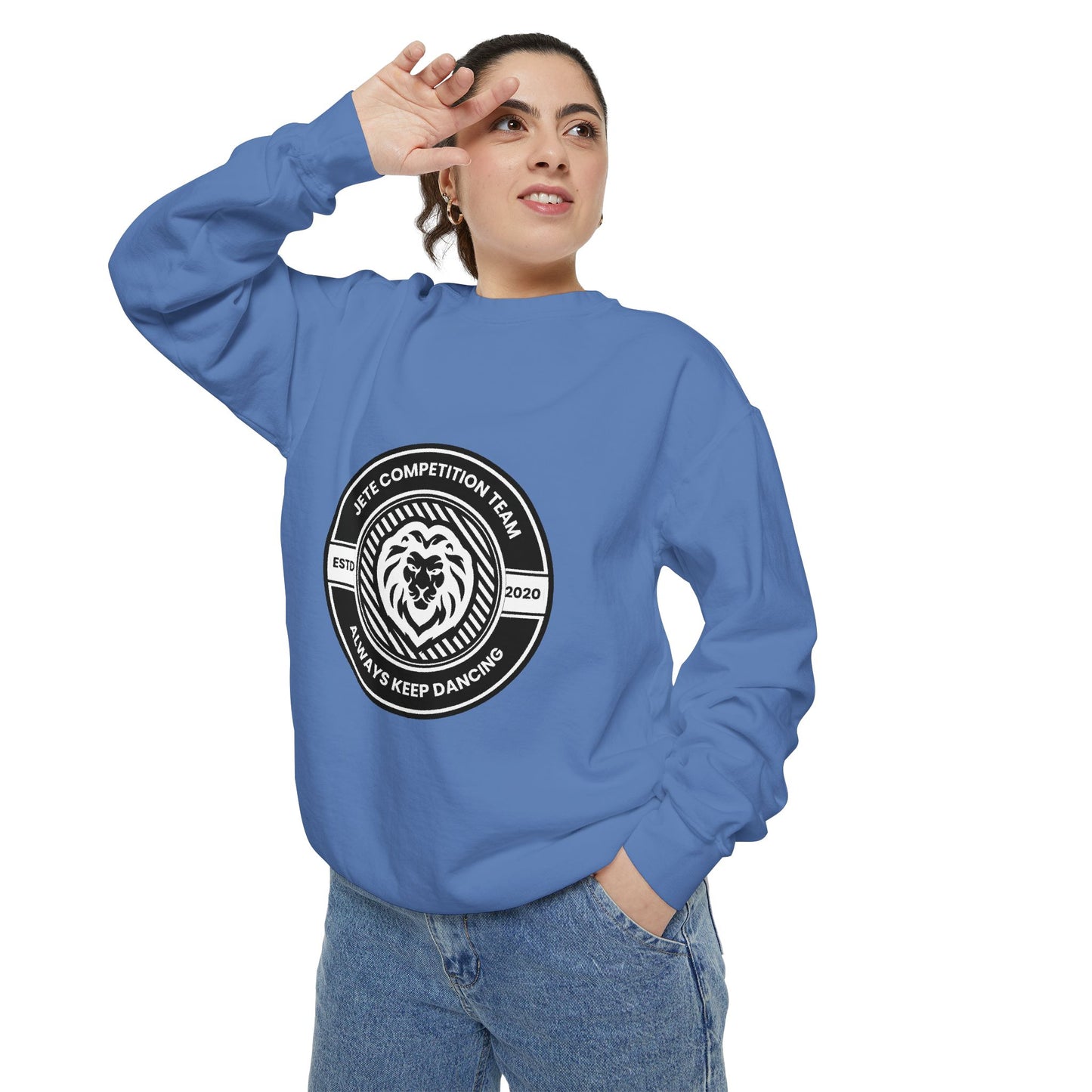 "Jeté Competition Team – Always Keep Dancing" Unisex Lightweight Crewneck Sweatshirt – Collegiate-Inspired Dance Team Pullover for Dancers & Studio Spirit Wear