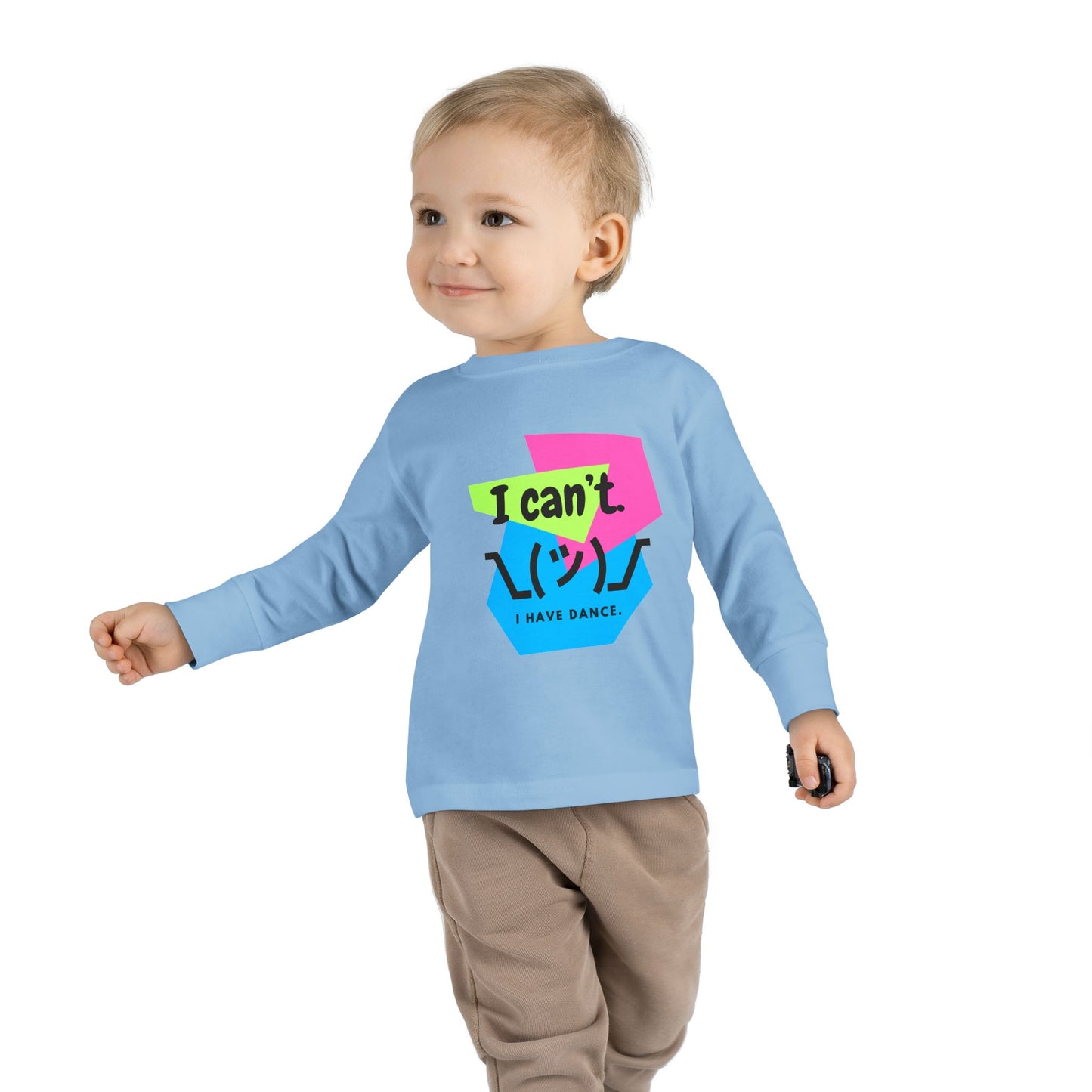 "I Can’t. I Have Dance." Toddler Long Sleeve Dance T-Shirt – 80s Retro Emoji Graphic Shirt for Kids