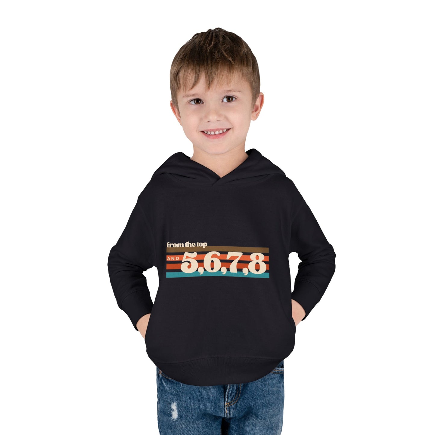 "From the Top and 5, 6, 7, 8" Toddler Pullover Hoodie – Retro Dance Rehearsal Graphic Fleece Sweatshirt for Kids