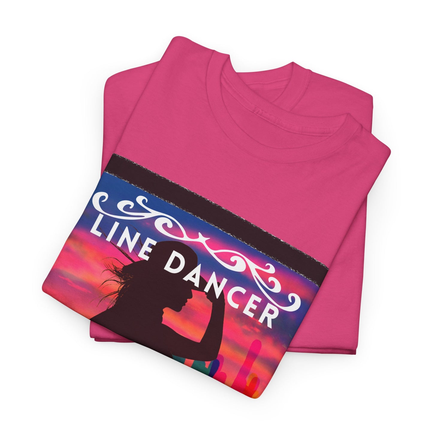 "Line Dancer" Unisex Heavy Cotton T-Shirt – Western Country Dance Graphic Tee – 'Get Your Boots in Line' Cowboy-Inspired Shirt