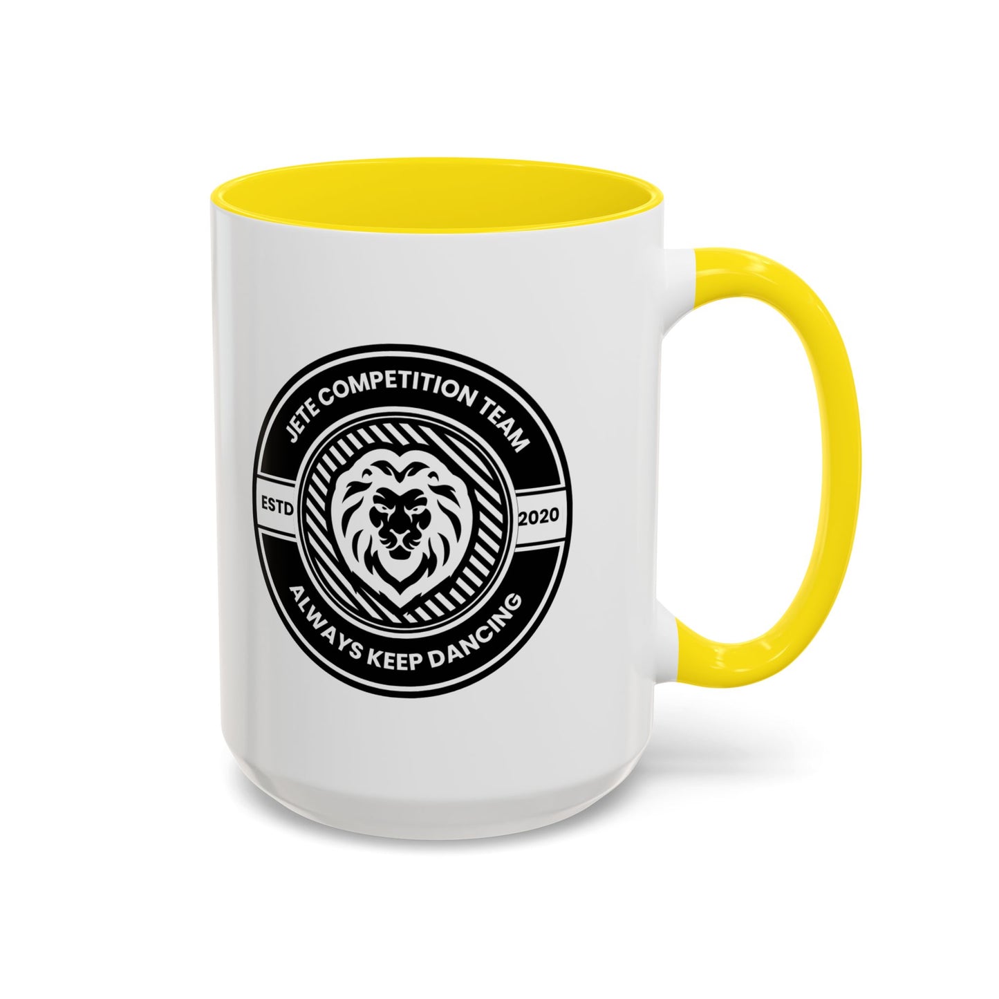 "Jeté Competition Team – Always Keep Dancing" Accent Coffee Mug – Collegiate Style Ceramic Mug for Dancers and Studio Teams