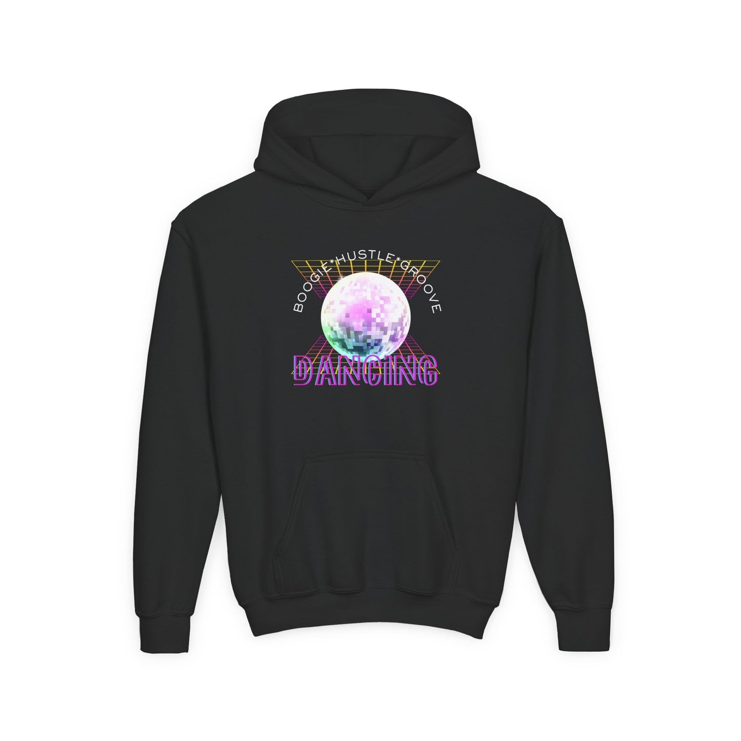 "Boogie, Hustle, Groove - Dancing" Streetwear Dance Graphic – Youth Heavy Blend Hooded Sweatshirt