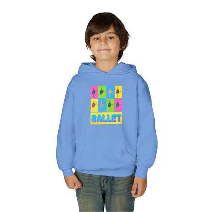 “Ballet” Pop Art Inspired Design with Ballet Dancer Graphics | Streetwear Ballet Hoodie for Kids & Young Dance Enthusiasts | Unisex Youth Hoodie