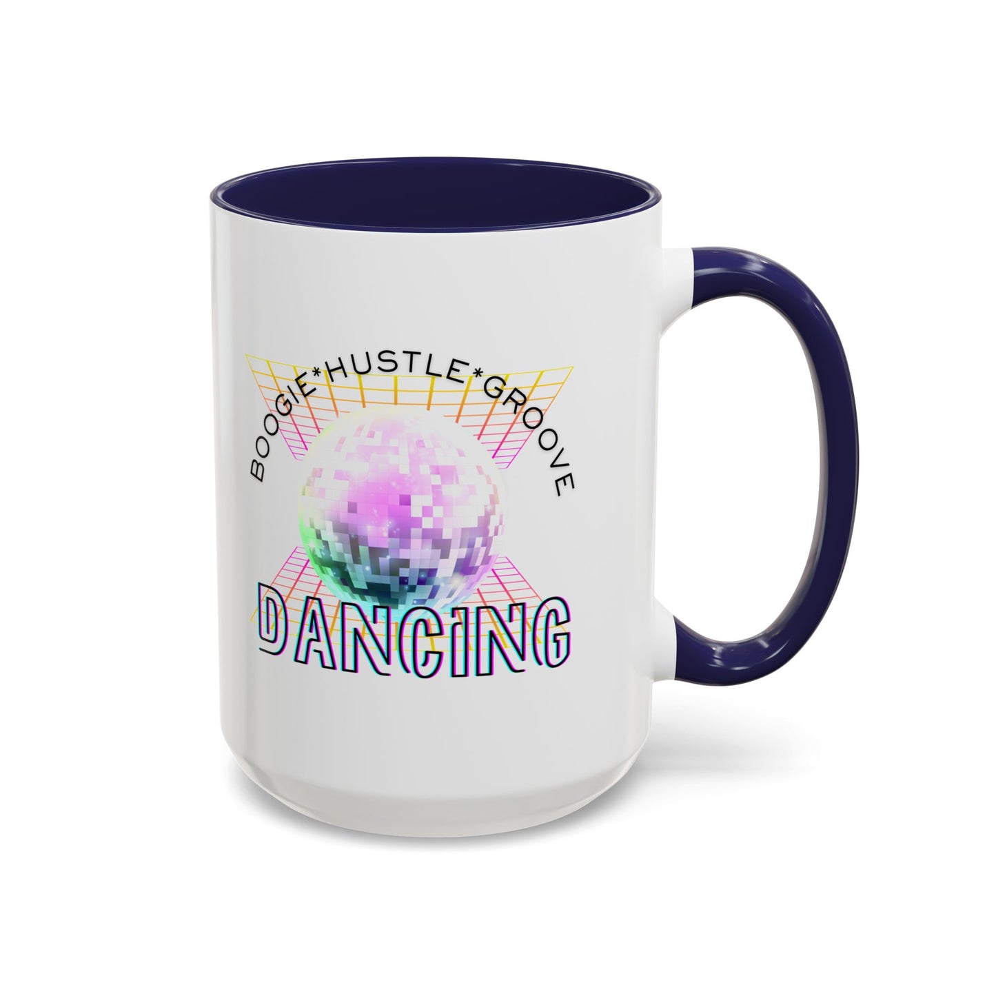 "Boogie, Hustle, Groove - Dancing" Disco Accent Coffee Mug – Fun Retro Dance Gift for Coffee Lovers