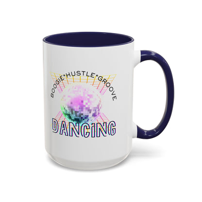 "Boogie, Hustle, Groove - Dancing" Disco Accent Coffee Mug – Fun Retro Dance Gift for Coffee Lovers