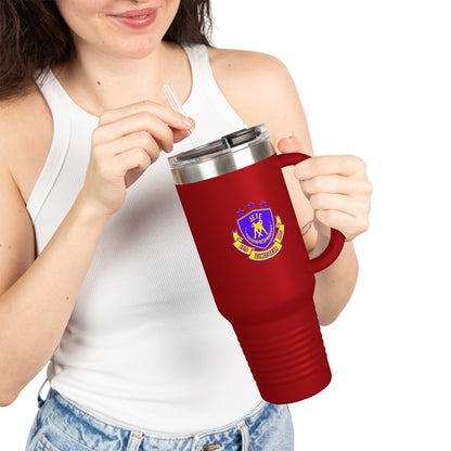 "Jeté Dance Gear Estd 2025" | 40oz Insulated Travel Mug with Collegiate-Inspired Graphic – Durable Stainless Steel Tumbler for Dancers & Dance Lovers