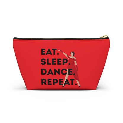 “Eat Sleep Dance Repeat” Makeup Bag – Bold Dancer Graphic – Dance-Themed Zipper Pouch for Cosmetics, Accessories & Travel Essentials