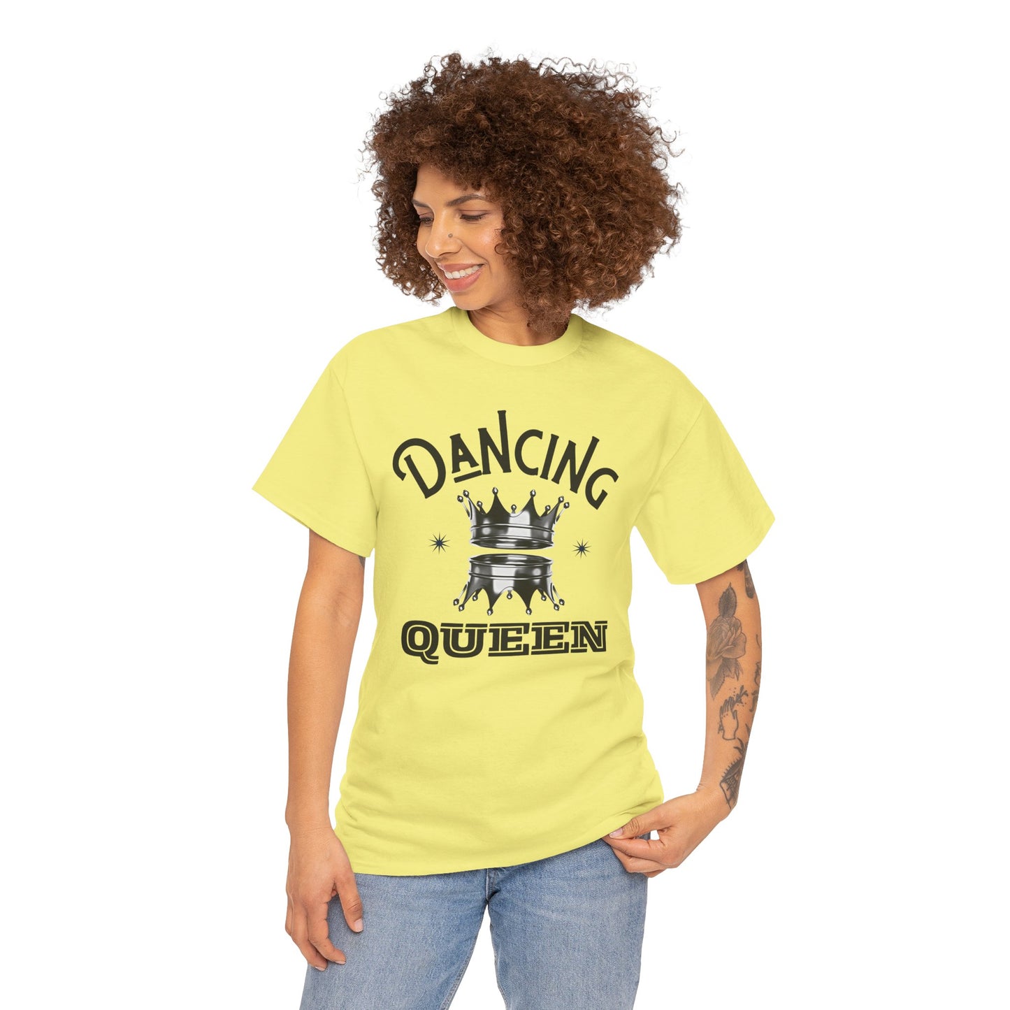 “Dancing Queen" Unisex Heavy Cotton T-Shirt with Crown Graphic – Dance-Inspired Graphic Tee for Adults & Kids