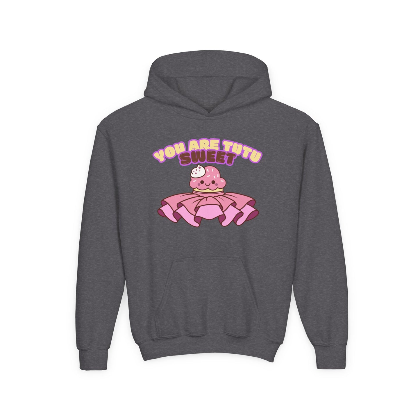 "You Are Tutu Sweet" Youth Hooded Sweatshirt – Kawaii Cupcake in Tutu Dance Graphic Hoodie for Kids and Teens