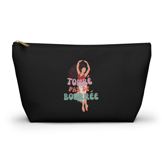 "Tombé Pas de Bourrée" Makeup Bag – Elegant Ballet Dancer Graphic – Ballet-Themed Zipper Pouch for Cosmetics, Accessories & Dance Gifts