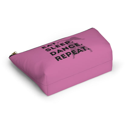 “Eat Sleep Dance Repeat” Makeup Bag – Bold Dancer Graphic – Dance-Themed Zipper Pouch for Cosmetics, Accessories & Travel Essentials