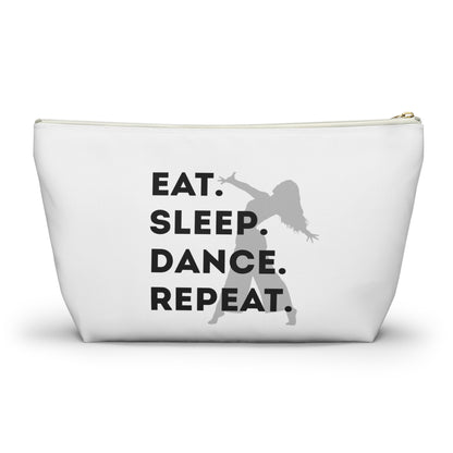 “Eat Sleep Dance Repeat” Makeup Bag – Bold Dancer Graphic – Dance-Themed Zipper Pouch for Cosmetics, Accessories & Travel Essentials