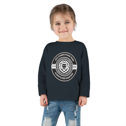 "Jeté Competition Team – Always Keep Dancing" Toddler Dance T-Shirt – Collegiate-Inspired Emblem Graphic Long Sleeve Tee for Kids
