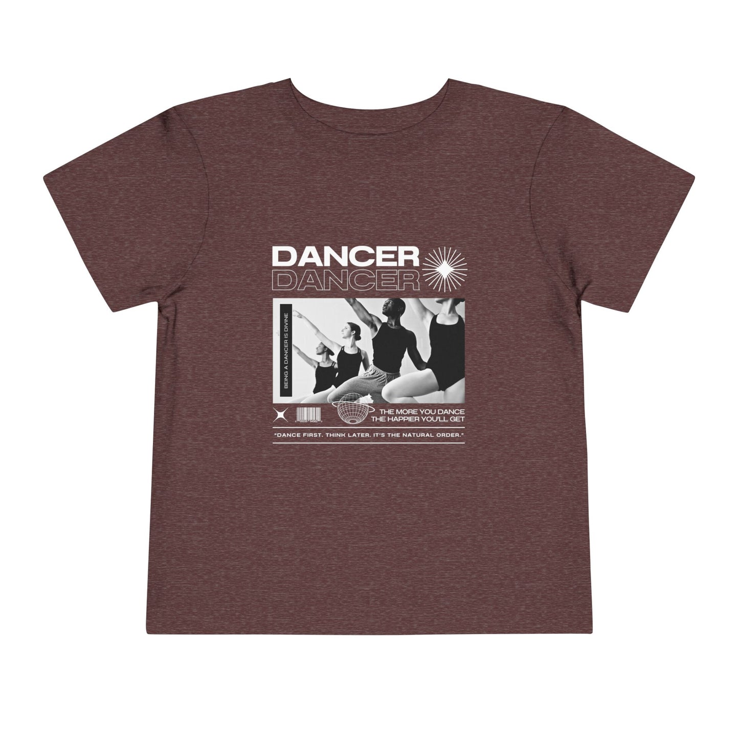 “Dancer" Toddler Short Sleeve T-Shirt – Streetwear-Inspired Ballet Barre Graphic Tee for Young Kids
