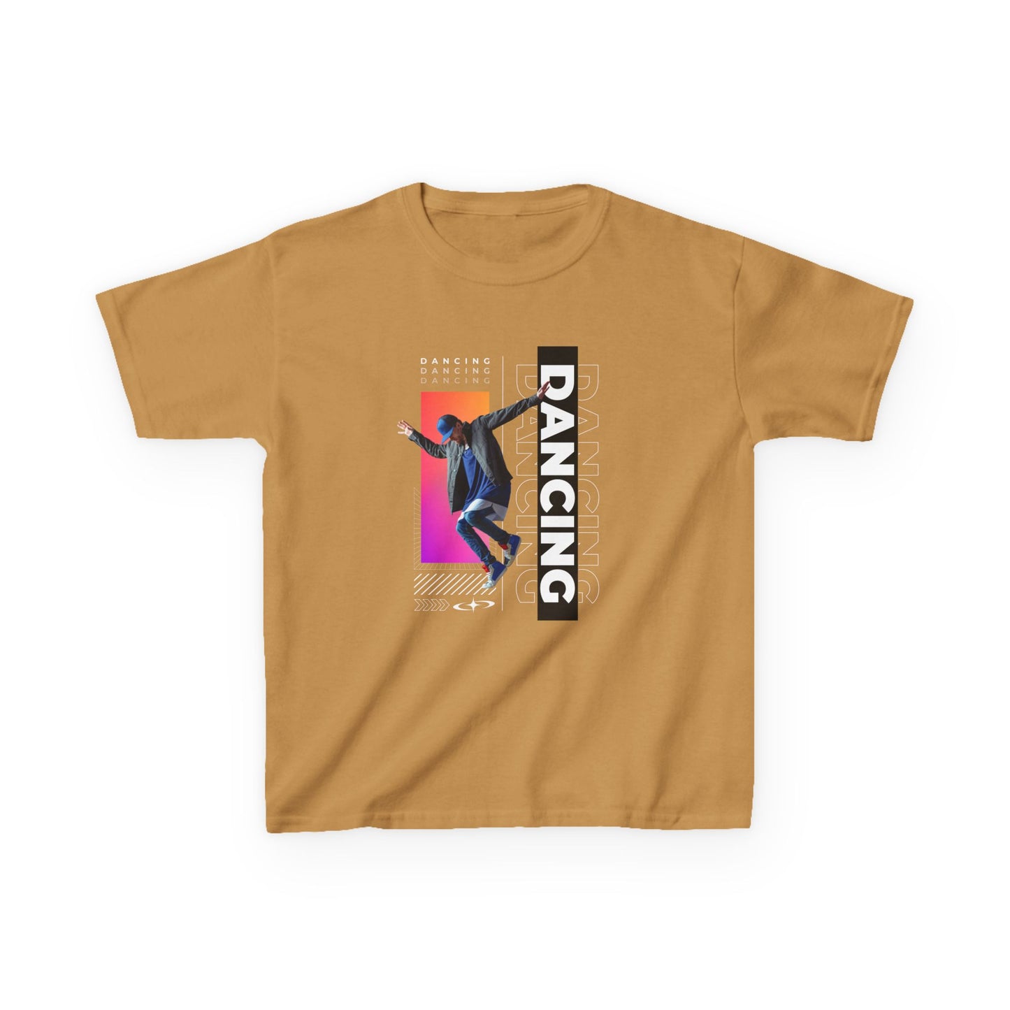 “Dancing” Youth Short Sleeve T-Shirt – Streetwear-Inspired Male Dancer Graphic – Stylish Kids Dance Apparel Tee