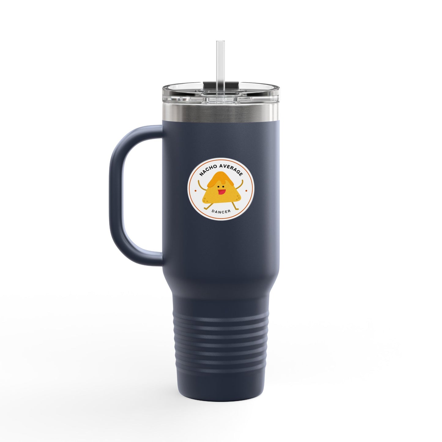 "Nacho Average Dancer" 40oz Insulated Travel Mug – Cute Kawaii Nacho Graphic Dance Tumbler for On-the-Go Hydration