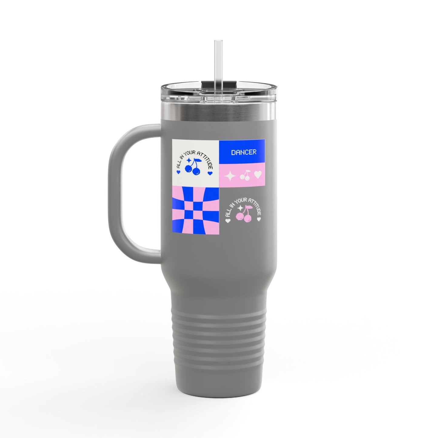 "All in Your Attitude" – 40oz Insulated Stainless Steel Travel Mug with Bold Motivational Graphic | Dance-Inspired Hydration Tumbler