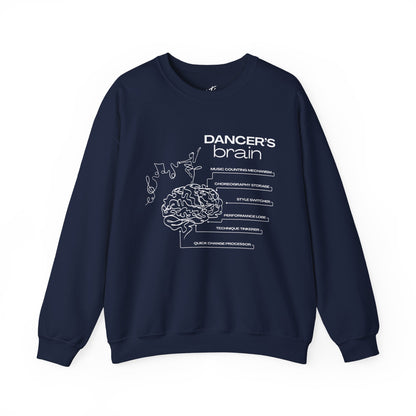 “Dancer’s Brain” Funny Dance Anatomy Sweatshirt – Unisex Heavy Blend Crewneck with Optional Name or Studio Personalization