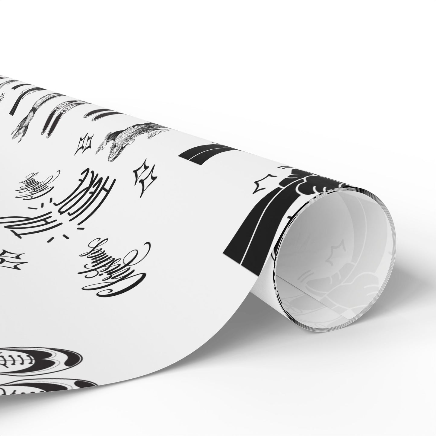 “Tap Here” Christmas Wrapping Paper – Fun Black & White Holiday Gift Wrap with Tap Shoes & Santa Design, Perfect for Tap Dancers & Dance Studios