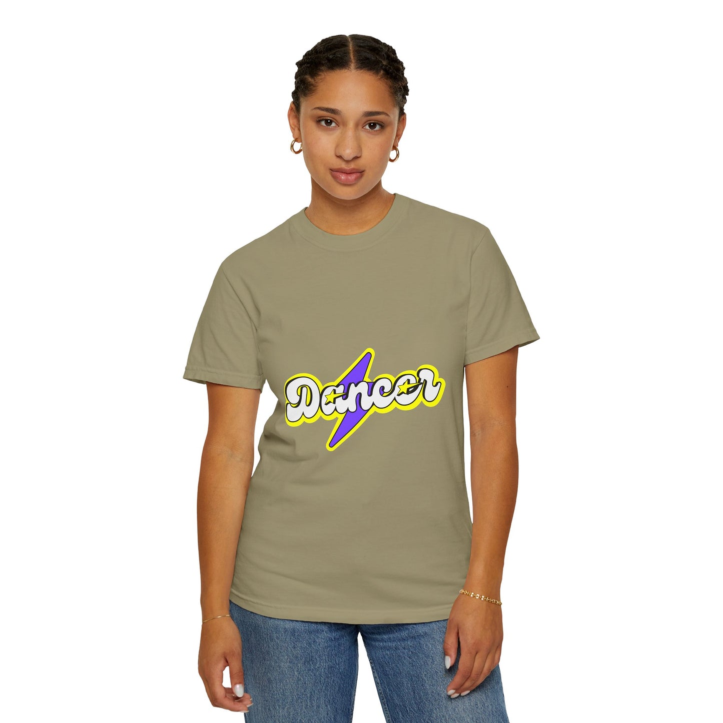 "Dancer" Unisex Garment-Dyed T-Shirt – Superhero-Style Bold Graphic Tee – Dance Power Shirt for Performers & Movers