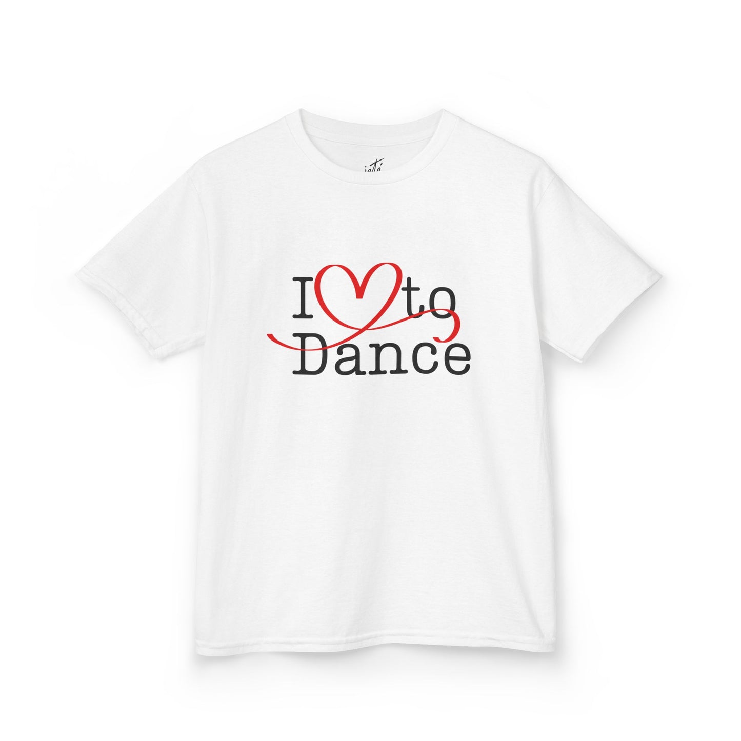 "I Love to Dance" Youth Short Sleeve Tee – Hand-Drawn Heart Graphic Dance Lover T-Shirt
