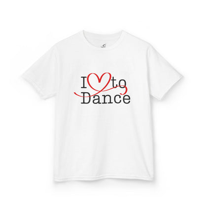 "I Love to Dance" Youth Short Sleeve Tee – Hand-Drawn Heart Graphic Dance Lover T-Shirt
