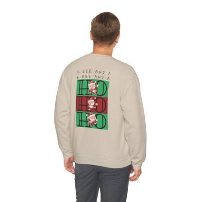 “5-eee and a 6-eee and a Ho, Ho, Ho”  ADULT SWEATSHIRT Unisex Heavy Blend Crewneck with Playful Dancing Santa Front & Back – Festive Christmas Dance Sweatshirt for Dancers & Studios