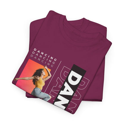 “Dancing” Streetwear-Inspired Female Dancer Unisex Heavy Cotton Tee – Urban Dance Graphic T-Shirt for Performers and Dance Lovers
