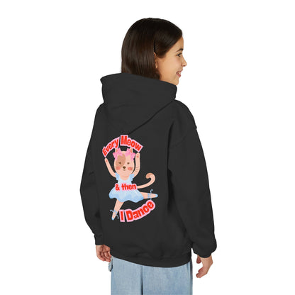 “Every Meow & Then I Dance” Adorable Dancing Cat Graphic | Cute Cat Dance Hoodie for Kids & Young Ballet Enthusiasts - Unisex Youth Hoodie