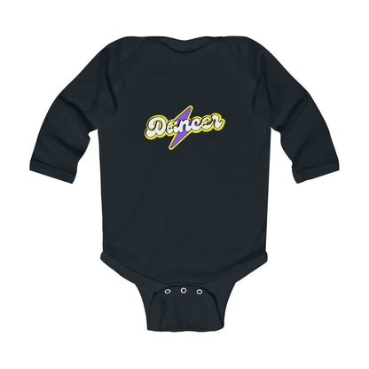 "Dancer" Infant Long Sleeve Bodysuit – Superhero-Inspired Dance Graphic Baby Outfit for Future Performers
