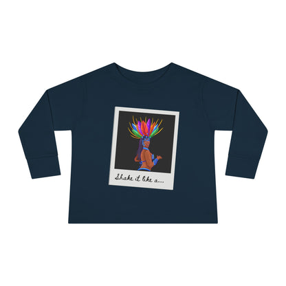 "Shake It Like a…” Toddler Long Sleeve Tee – Samba Dancer Graphic Shirt for Kids