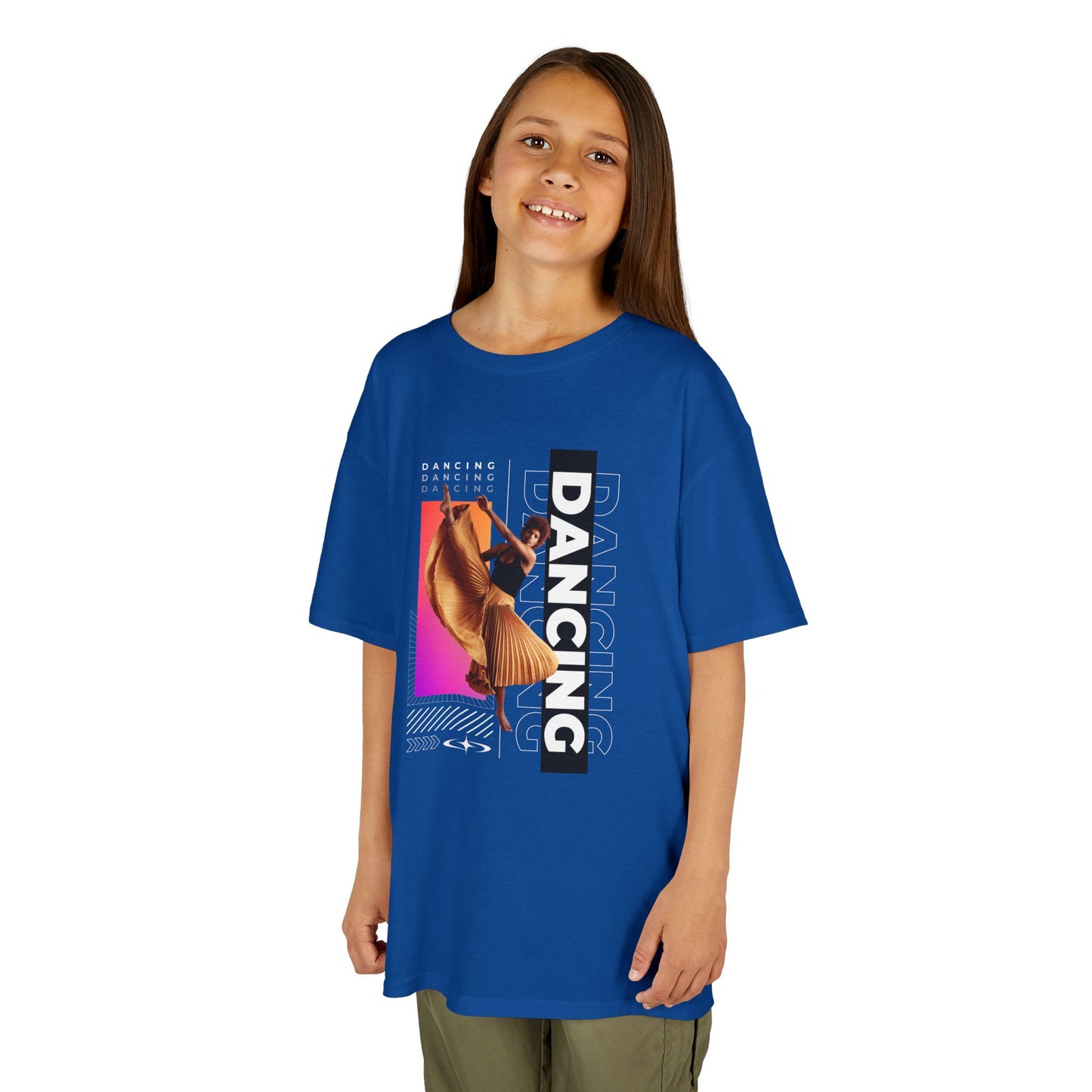 "Dancing" Youth Short Sleeve T-Shirt – Streetwear-Inspired Female Dancer Graphic – Stylish Dance Apparel for Kids