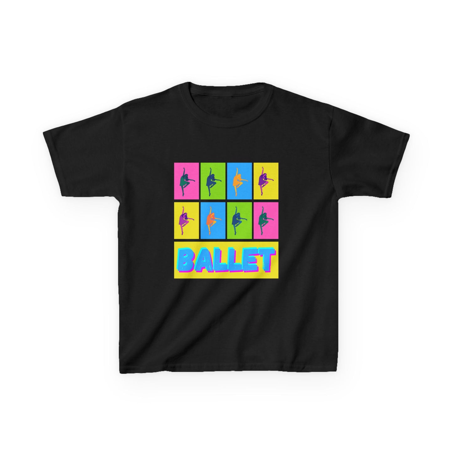 "Ballet" Youth Short Sleeve T-Shirt – Pop Art Inspired Design with Ballet Dancer Graphics – Dance Apparel for Kids