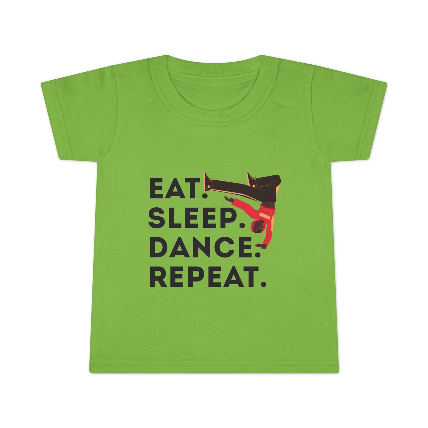 "Eat, Sleep, Dance, Repeat" Toddler Dance T-Shirt – Bold B-Boy Graphic Short Sleeve Tee for Kids