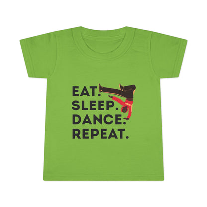 "Eat, Sleep, Dance, Repeat" Toddler Dance T-Shirt – Bold B-Boy Graphic Short Sleeve Tee for Kids