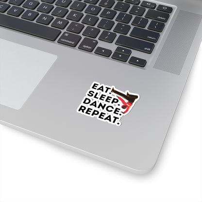 "Eat Sleep Dance Repeat" Kiss-Cut Sticker – Bold B-Boy Breakdancer Graphic – Hip Hop Dance-Themed Vinyl Sticker for Laptops, Journals & Water Bottles