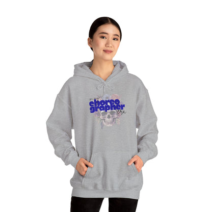 "In My Choreographer Era" Hoodie – Unisex Heavy Blend™ Hooded Sweatshirt with Floral Skull Graphic for Dance Creatives