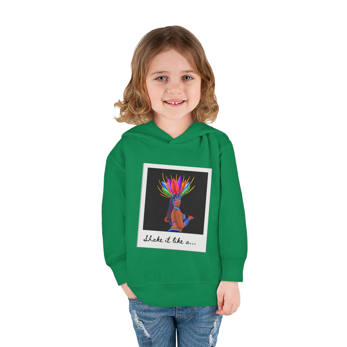 "Shake It Like a..." Toddler Pullover Hoodie – Carnival Samba Dancer Graphic Fleece Sweatshirt for Kids