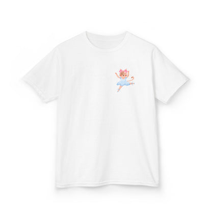 "Every Meow & Then I Dance" – Youth Short Sleeve Tee with Cute Dancing Cat Graphic | Kids’ Dance & Cat Lover T-Shirt