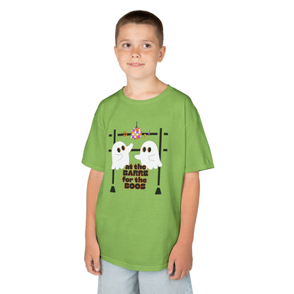 “At the Barre for the Boos” Halloween Dance T-Shirt with Cute Ghost Ballet Graphics - Kids Heavy Cotton™ Tee